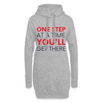 One Step At A Time You'll Get There - Hoodie-Kleid - Grau meliert - Vorne