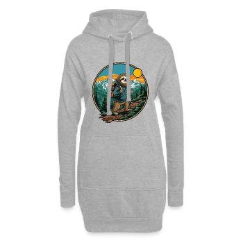 Süßes Faultier-Wandern Camping Bergabenteuer - Hoodie-Kleid - Grau meliert - Vorne