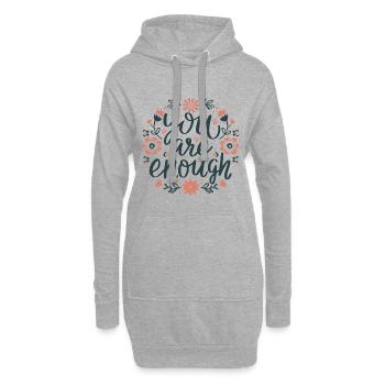 Du hast genug Selbstliebeszitate, süße, mädchenhafte Blumen - Hoodie-Kleid - Grau meliert - Vorne