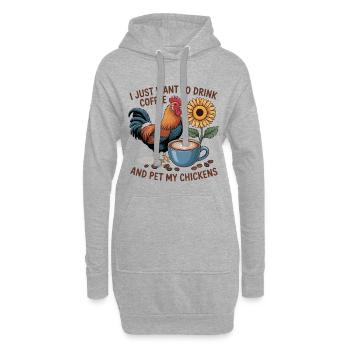Poulet Café - Sweat-shirt à capuche long Femme - gris chiné - Devant
