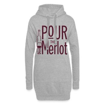Pour the Merlot Wein Spruch für Genießer - Hoodie-Kleid - Grau meliert - Vorne
