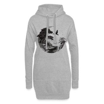 Waldsilhouette um die Erde - Hoodie-Kleid - Grau meliert - Vorne