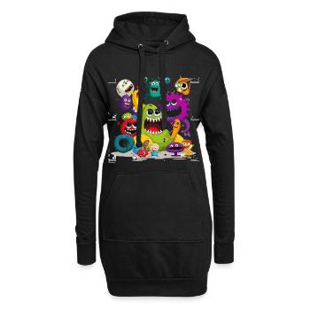 Bunte Monstertruppe Parade - Hoodie-Kleid - Schwarz - Vorne
