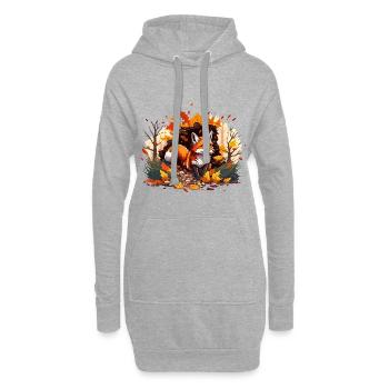 Fuchs im Herbstlaub - Hoodie-Kleid - Grau meliert - Vorne