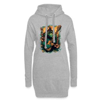 Guitariste jungle avec guitare - Sweat-shirt à capuche long Femme - gris chiné - Devant