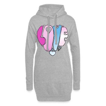 J’ADORE les cœurs pastel dégradés - Sweat-shirt à capuche long Femme - gris chiné - Devant