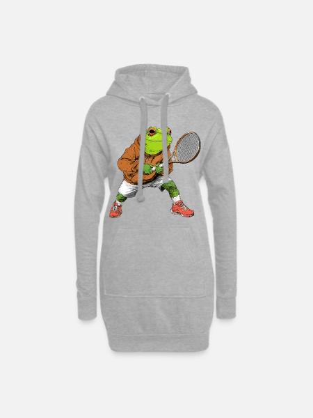 Frösche Tennis - Hoodie-Kleid - Grau meliert