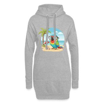 Perroquet mignon avec des lunettes vacances d’été sur la plage - Sweat-shirt à capuche long Femme - gris chiné - Devant