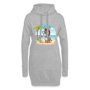 Süßer Esel mit Brille Strandsommerferien - Hoodie-Kleid - Grau meliert - Vorne