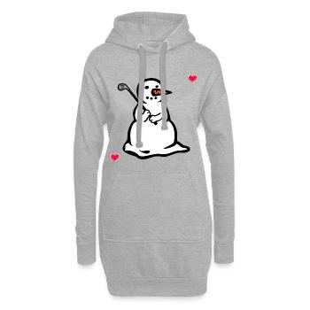 Winter Golfen Kinder Golfspieler Schneemann - Hoodie-Kleid - Grau meliert - Vorne