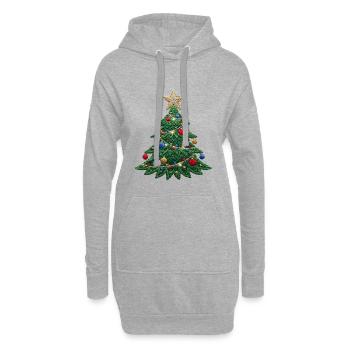 Bestickter Weihnachtsbaum – Weihnachtsdesign (gedruckt) - Hoodie-Kleid - Grau meliert - Vorne