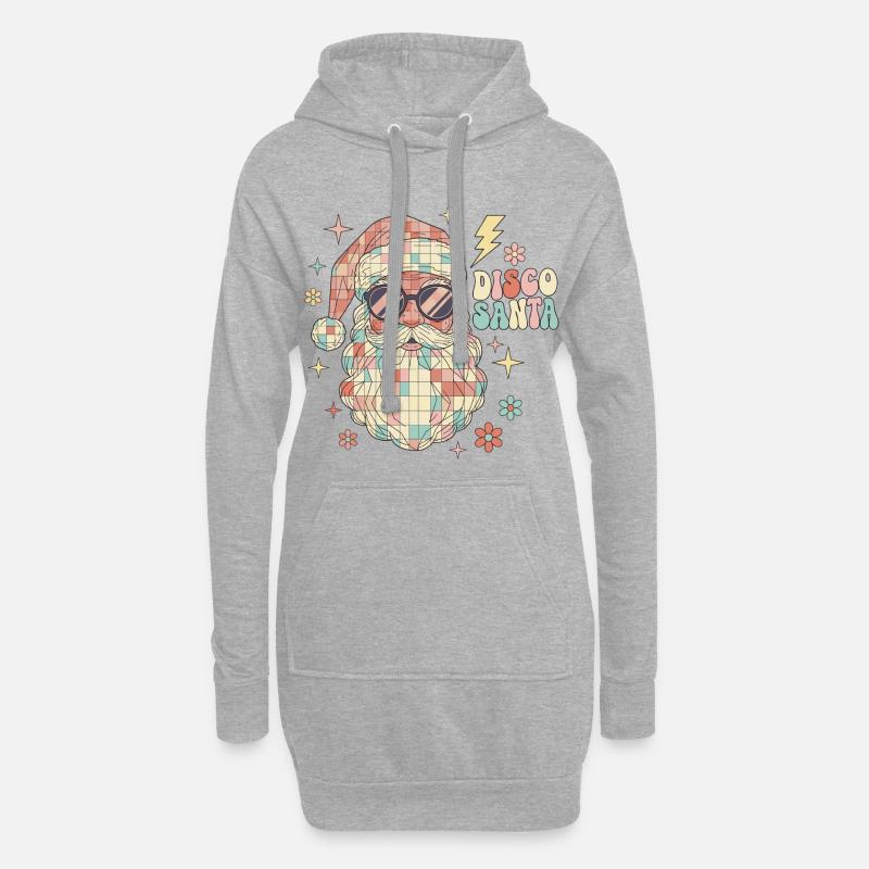 Techno Disco Weihnachtsmann Discokugel Lustig - Hoodie-Kleid - Grau meliert