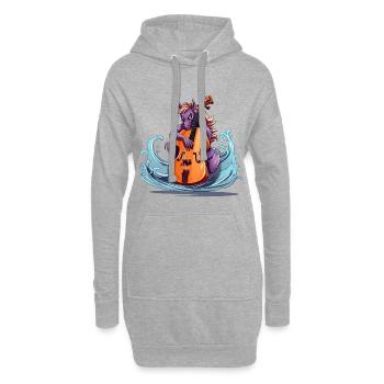 Violoncelliste licorne Wave Stroke - Sweat-shirt à capuche long Femme - gris chiné - Devant