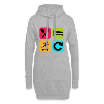 Essen, schlafen, skaten, wiederholen, lustiges Zitat-Board - Hoodie-Kleid - Grau meliert - Vorne