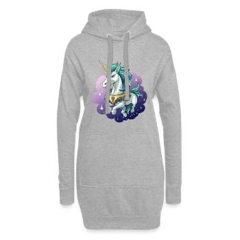 Licorne cosmique dans la Mer des Étoiles - Sweat-shirt à capuche long Femme - gris chiné - Devant