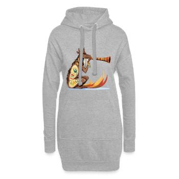 Känguru Trompete Tattoo - Hoodie-Kleid - Grau meliert - Vorne
