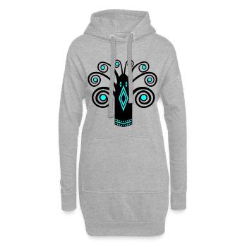 Graphique d’oiseaux - Sweat-shirt à capuche long Femme - gris chiné - Devant