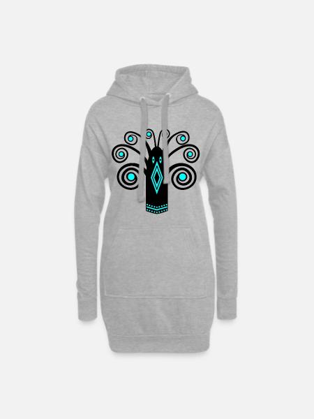 Bird graphic - Hoodie Dress - heather grey