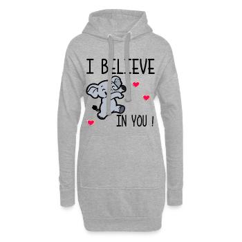 Motivation – Ich glaube an dich - Hoodie-Kleid - Grau meliert - Vorne