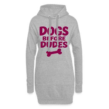 Dogs Before Dudes Dog Love Statement - Hoodie Dress - heather grey - Front