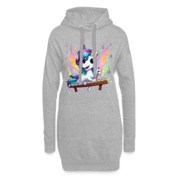 Regenbogen Einhorn Klangzauber - Hoodie-Kleid - Grau meliert - Vorne