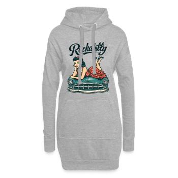 Cadeau rétro pin-up de voiture vintage rockabilly - Sweat-shirt à capuche long Femme - gris chiné - Devant