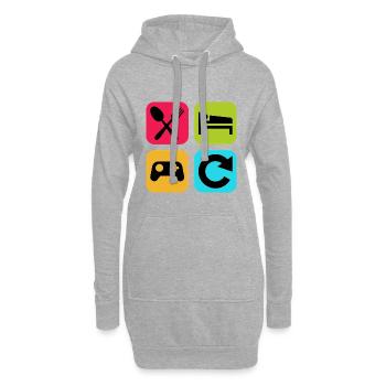 Essen, schlaf, Spiel wiederholen, lustiges Zitat, Gamer - Hoodie-Kleid - Grau meliert - Vorne