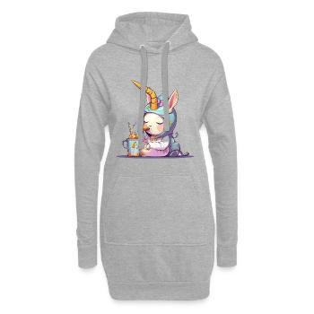 Kuscheleinhorn Snacktraum - Hoodie-Kleid - Grau meliert - Vorne