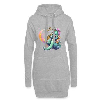 Saxophon Unicorn Neonstil - Hoodie-Kleid - Grau meliert - Vorne