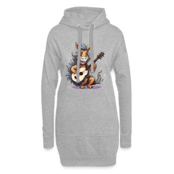 Esel mit Gitarre – Straßenmusiker - Hoodie-Kleid - Grau meliert - Vorne