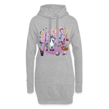 Galaktischer Einhornzauber - Hoodie-Kleid - Grau meliert - Vorne