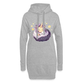 Einhorn Traumfreund im Sternenwirbel - Hoodie-Kleid - Grau meliert - Vorne