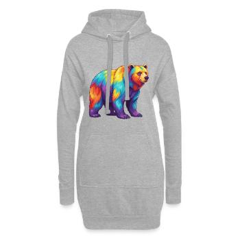 Bunte Bärenregenbogen-Pop-Art-Aquarell - Hoodie-Kleid - Grau meliert - Vorne