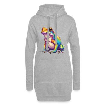 Bunte Froschregenbogen-Pop-Art-Aquarell - Hoodie-Kleid - Grau meliert - Vorne