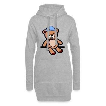 Puppe Teddybär Bären - Hoodie-Kleid - Grau meliert - Vorne