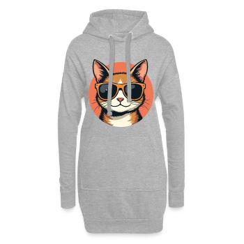 Chat cool avec lunettes de soleil portrait de chat - Sweat-shirt à capuche long Femme - gris chiné - Devant