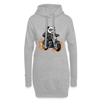 Cool Biker Panda Motorradflammen - Hoodie-Kleid - Grau meliert - Vorne