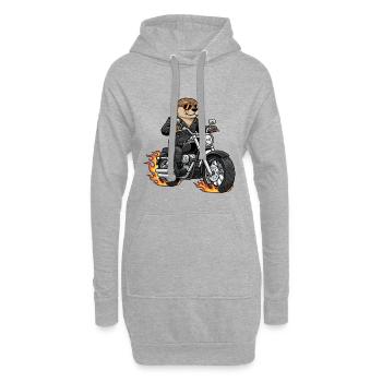 Cool Biker Otter Moto Flammes - Sweat-shirt à capuche long Femme - gris chiné - Devant