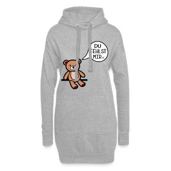 Tu me manques - ours - Sweat-shirt à capuche long Femme - gris chiné - Devant