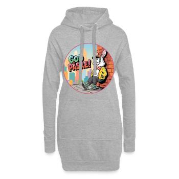 Le lapin de Pâques dans un coin de la ville - Joyeuses Pâques avec le lapin de Pâques - Sweat-shirt à capuche long Femme - gris chiné - Devant
