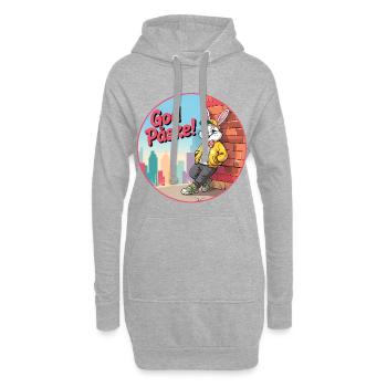 Osterhase im urbanen Raum - - Hoodie-Kleid - Grau meliert - Vorne