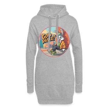 Frohe Ostern mit dem lustigen Osterhasen! - Hoodie-Kleid - Grau meliert - Vorne