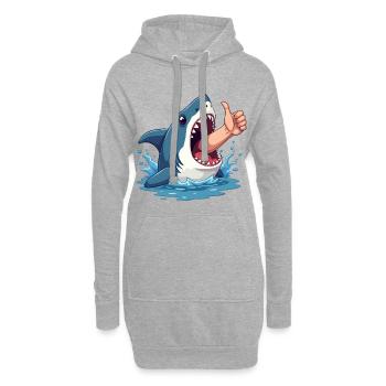 Bonne chance à l’humour de requin - Sweat-shirt à capuche long Femme - gris chiné - Devant