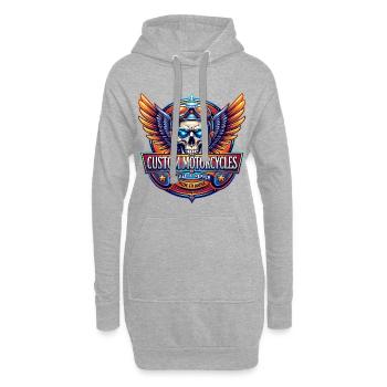 logo de crâne de moto ailé - Sweat-shirt à capuche long Femme - gris chiné - Devant