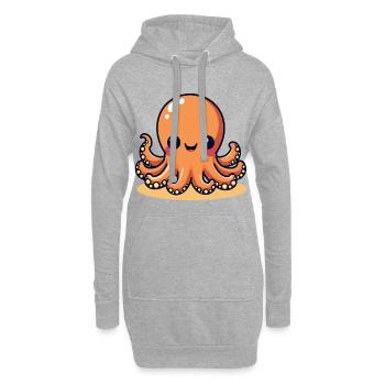 Cute Calamar Pieuvre souriante Kawaii - Sweat-shirt à capuche long Femme - gris chiné - Devant