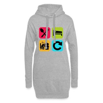 Mange, Dors, travaille, répète une citation drôle, travail - Sweat-shirt à capuche long Femme - gris chiné - Devant