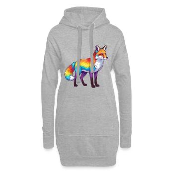 Buntes Fuchs-Regenbogen-Pop-Art-Aquarell - Hoodie-Kleid - Grau meliert - Vorne