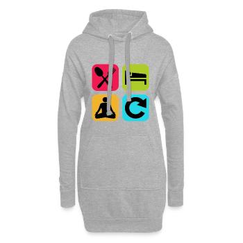 Essen, schlafen, Yoga wiederholen, lustiges Zitat, Zen. - Hoodie-Kleid - Grau meliert - Vorne