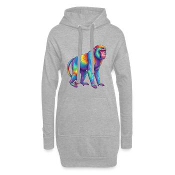 Aquarelle Pop Art Singe Arc-en-ciel Coloré - Sweat-shirt à capuche long Femme - gris chiné - Devant