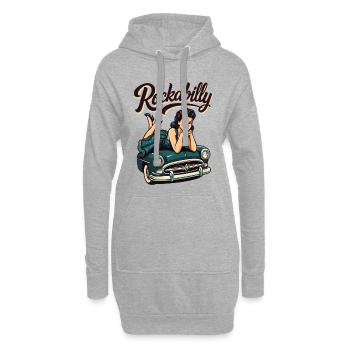 Cadeau de fille pin-up pour voitures vintage rockabilly - Sweat-shirt à capuche long Femme - gris chiné - Devant